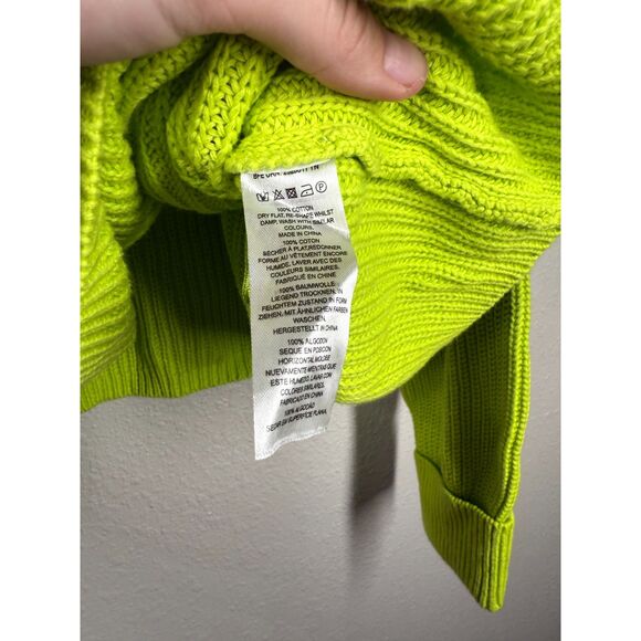 NWT French Connection Womens Neon Green Sweater Sz S Oversized Boxy Gorpcore - Picture 5 of 9